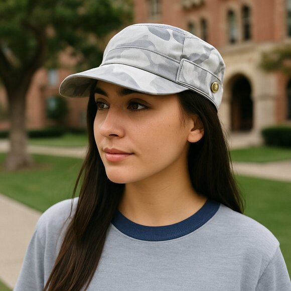 Target Gray Camo Cadet Cap Ripstop Cotton, Elastic Back, Pocket Detail, One Size - Picture 1 of 10